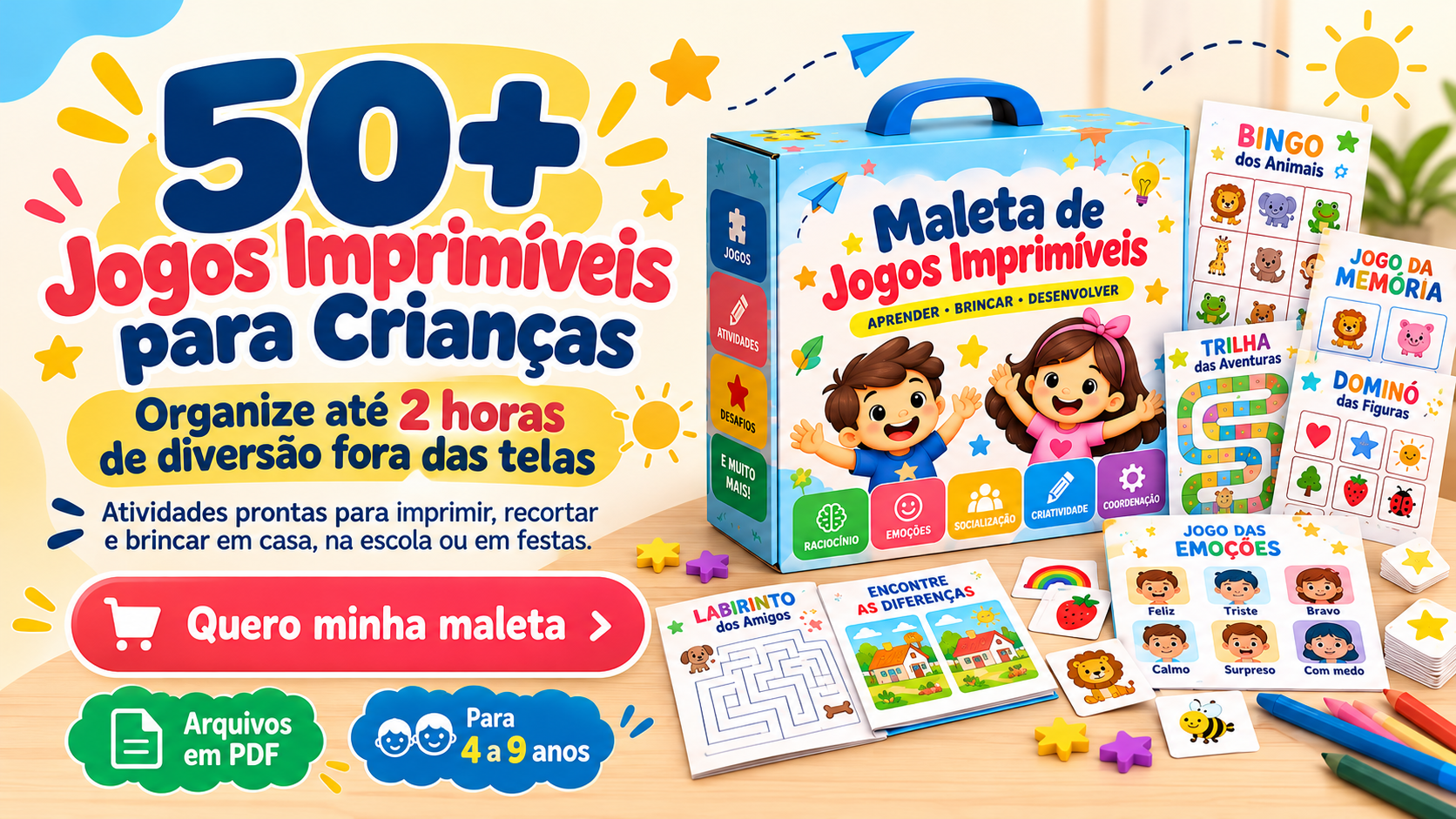 Mockup da Maleta de Jogos Imprimíveis para a headline